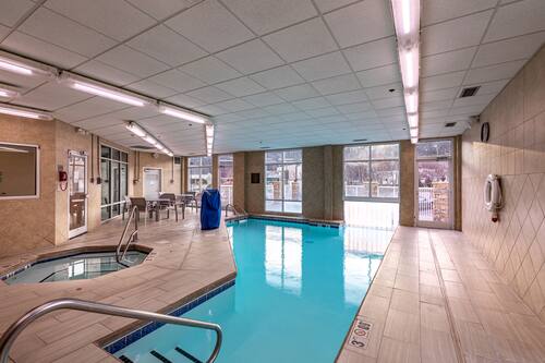 Indoor pool, outdoor pool, sun loungers