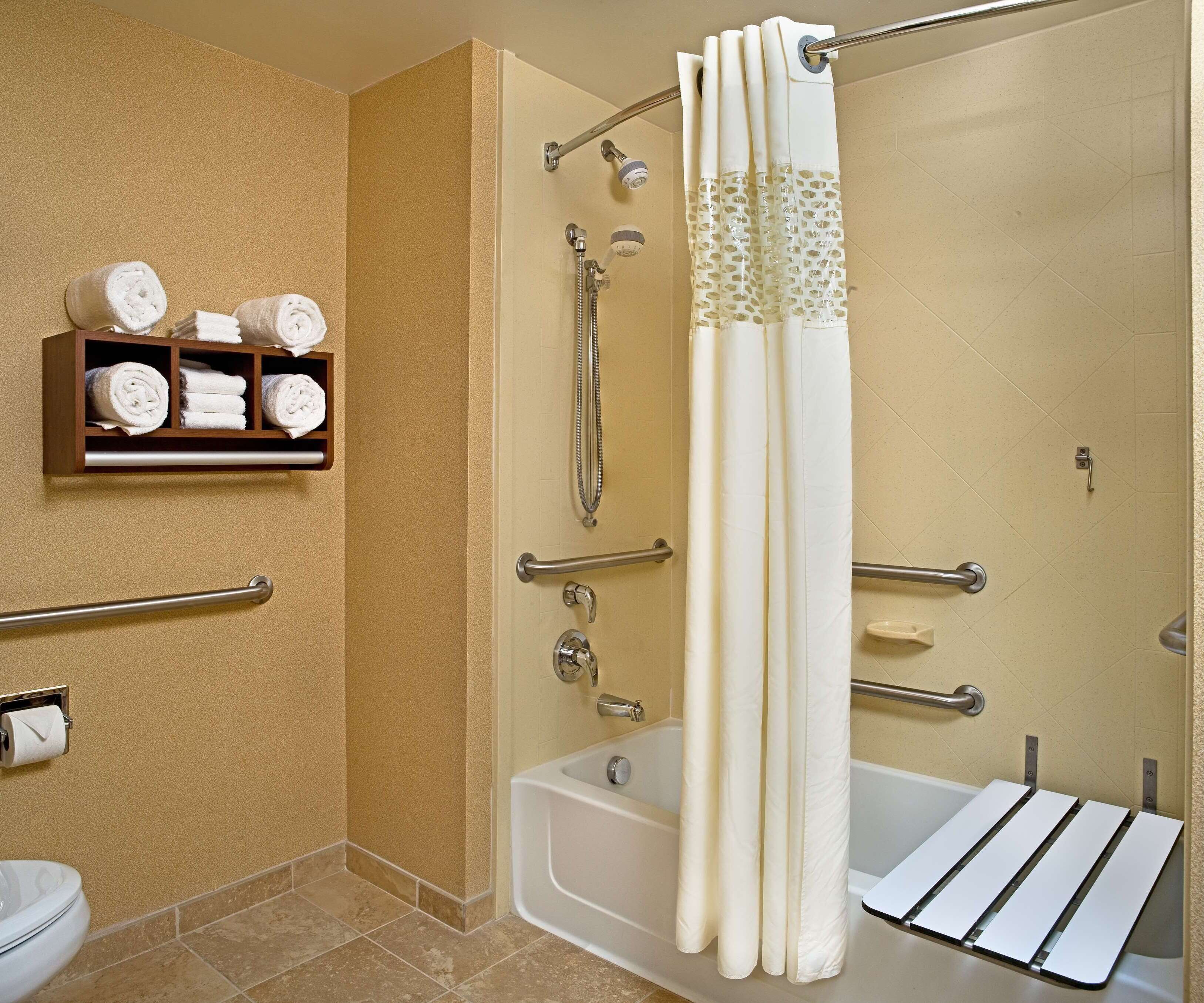 room, 2 queen beds, accessible, bathtub (mobility) | bathroom | combined shower/bathtub, free toiletries, hair dryer, towels