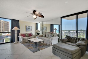 Condo, 2 Bedrooms, 2 Bathrooms, Sea View | Living room | TV, DVD player