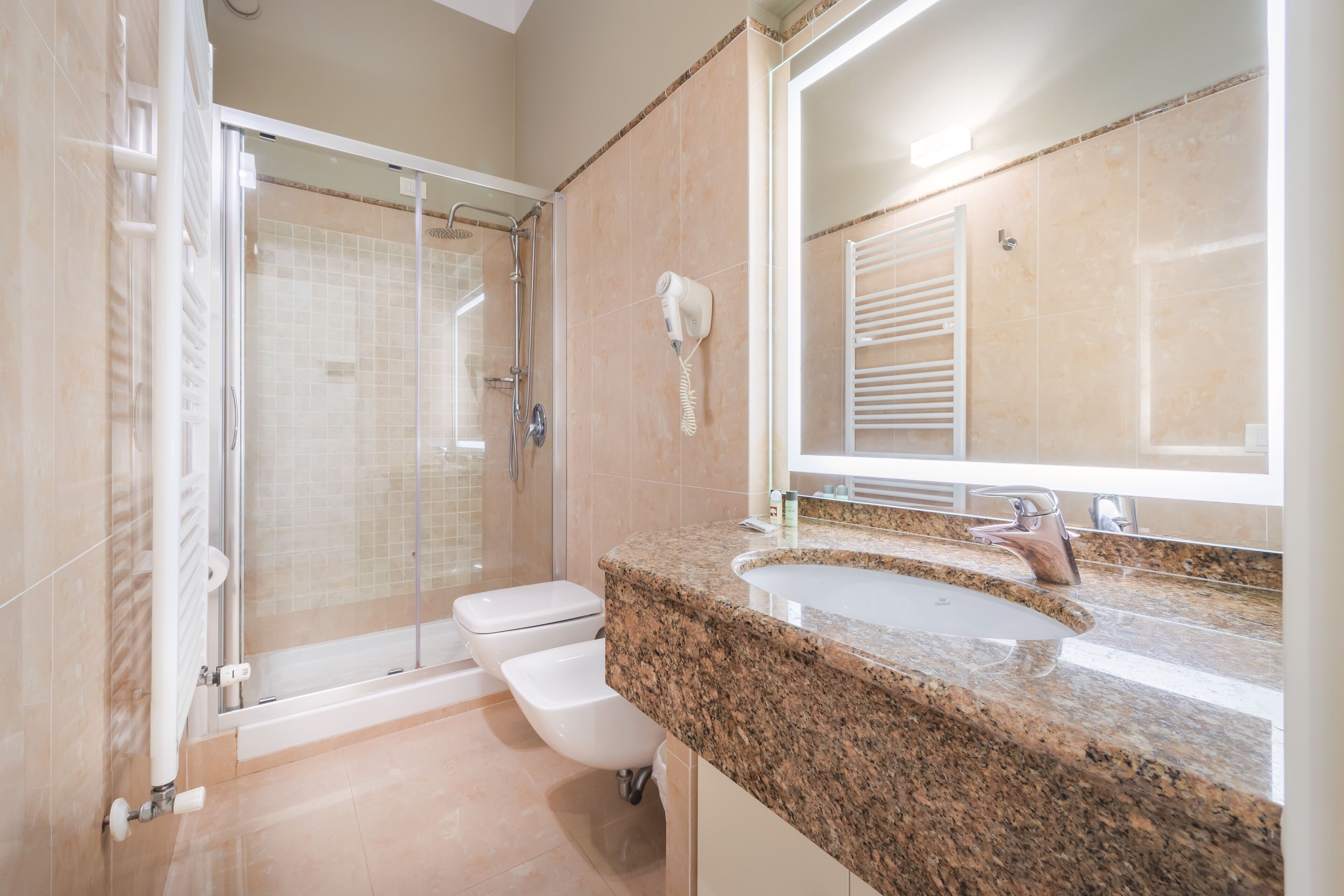 slippers, bidet, towels