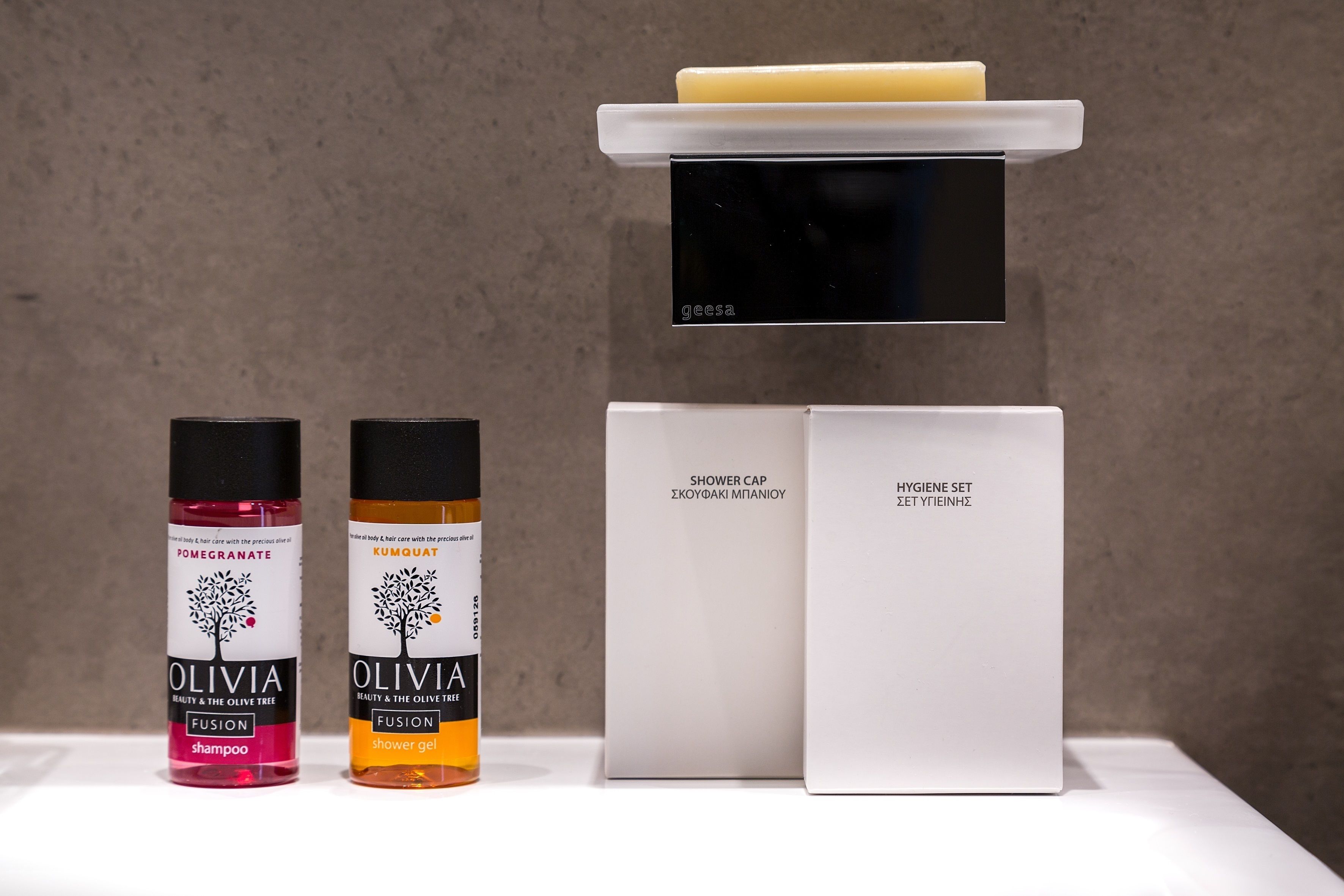 free toiletries, hair dryer, slippers, towels