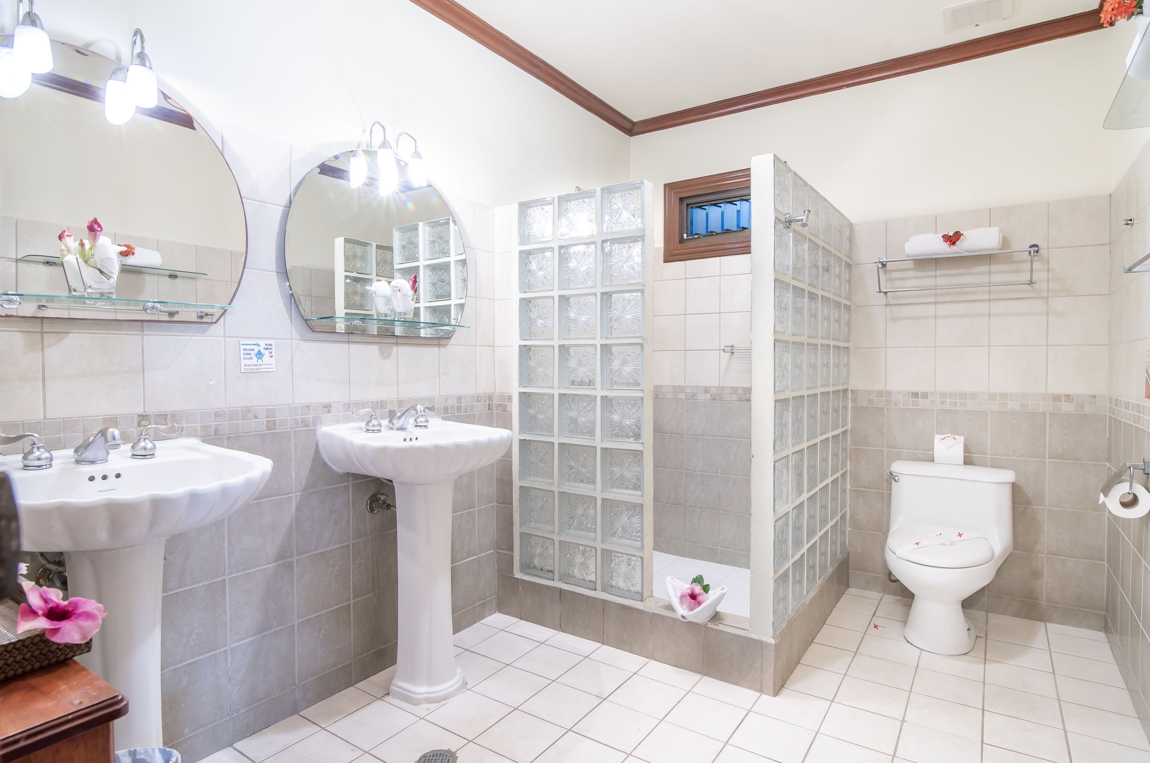 double room, 2 queen beds, garden view | bathroom | shower, rainfall showerhead, hair dryer, towels