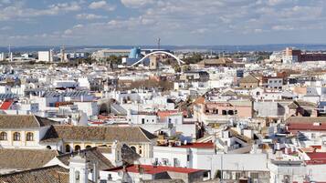 Una zona urbana densamente poblada con una variedad de estilos arquitectónicos, incluyendo construcciones tradicionales y modernas.