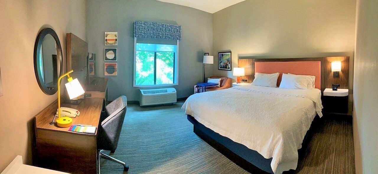 Premium bedding, desk, blackout drapes, iron/ironing board