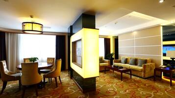 21-inch LCD TV with cable channels, TV, fireplace