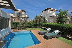 Villa, 1 Bedroom, Jetted Tub, Poolside | Egyptian cotton sheets, minibar, in-room safe, desk - E Hotel Spa & Resort Cyprus (Pervolia)