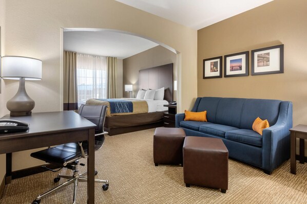 Individually furnished, desk, laptop workspace, blackout drapes