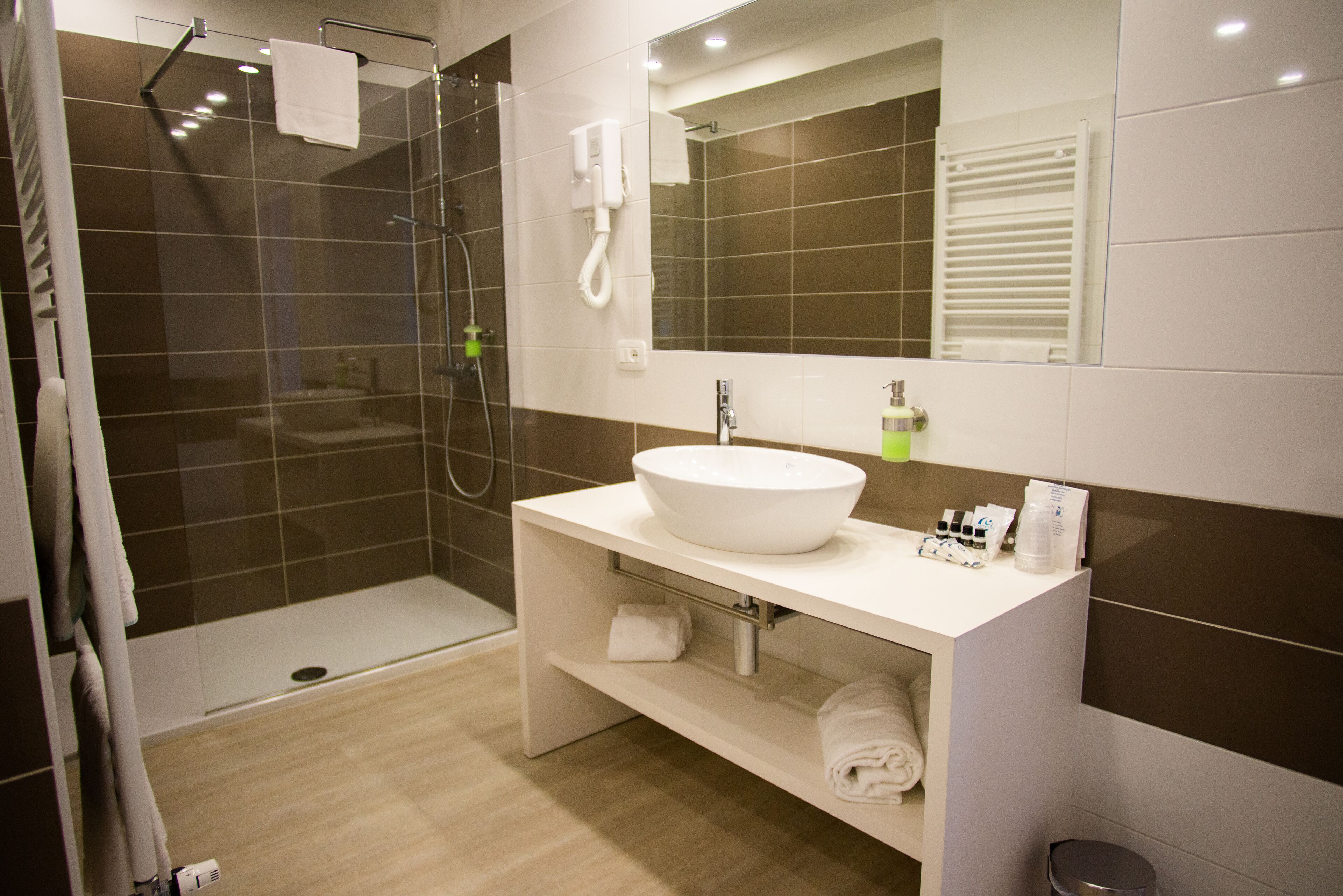 free toiletries, hair dryer, bidet, towels