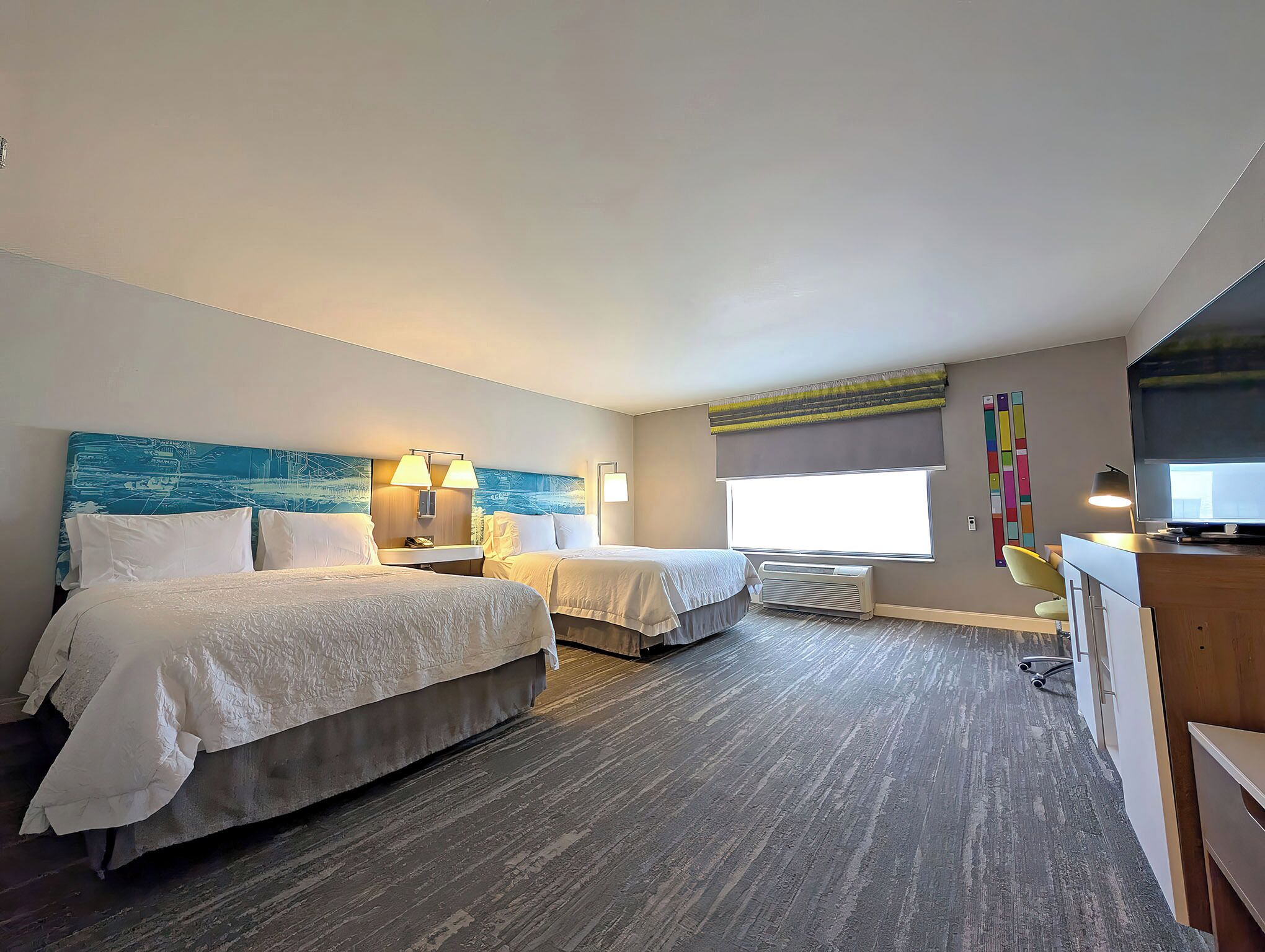 two queen bed | in-room safe, iron/ironing board, free wifi, bed sheets