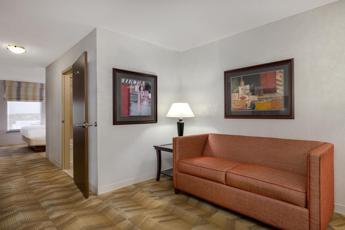 Studio, One King Bed, Accessible | Living area | 40-inch TV with cable channels