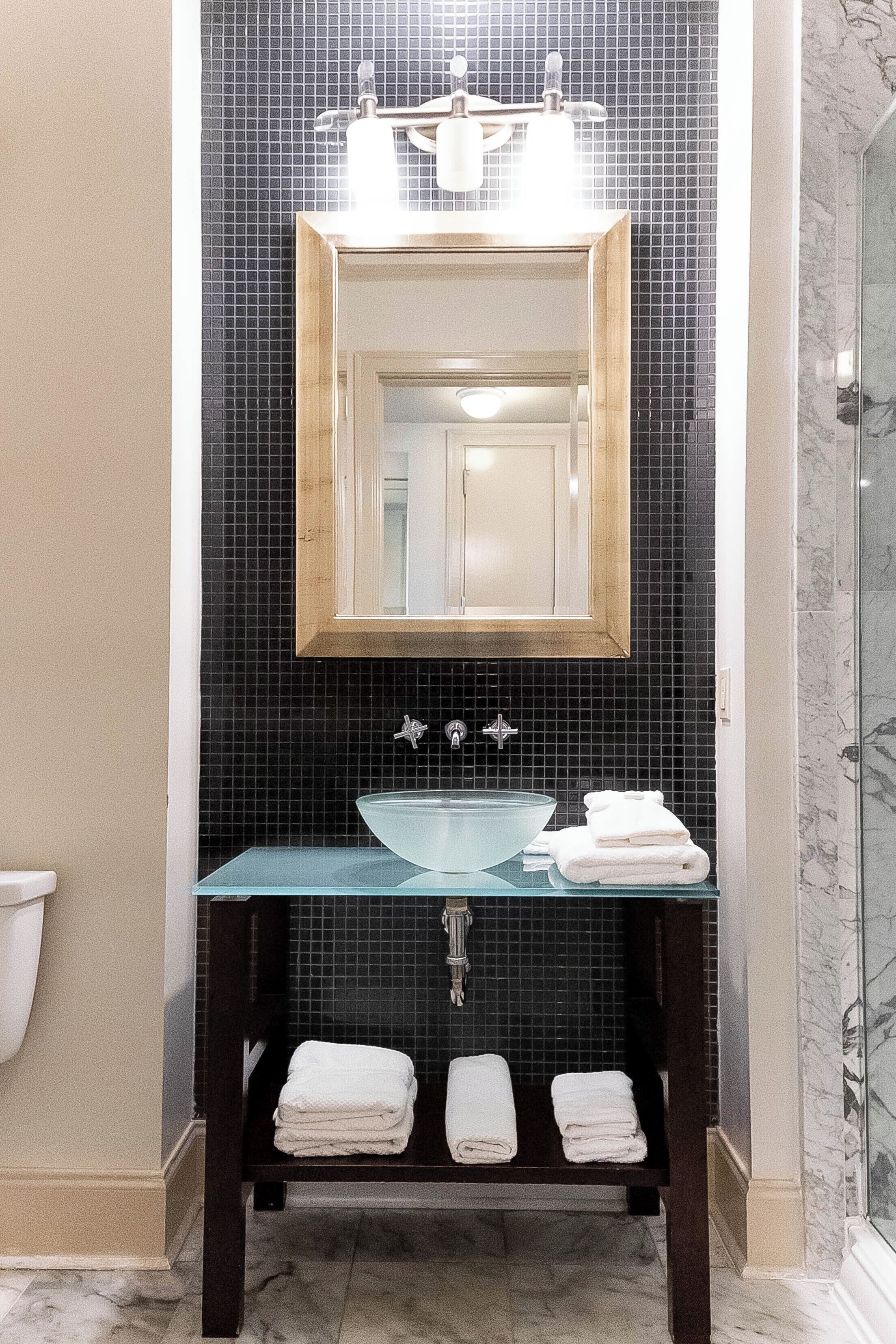 free toiletries, hair dryer, towels