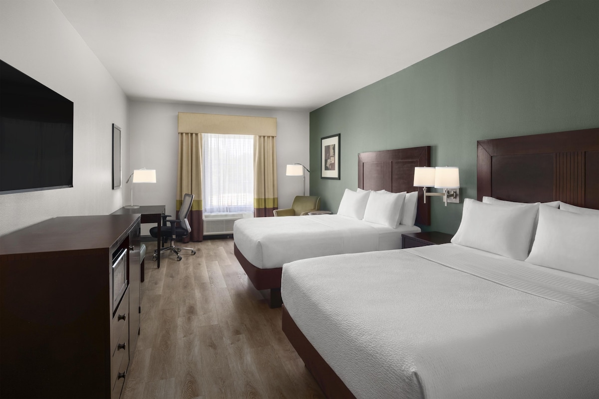 Standard Room, 2 Queen Beds, Non Smoking, Refrigerator & Microwave | Pillowtop beds, in-room safe, desk, laptop workspace
