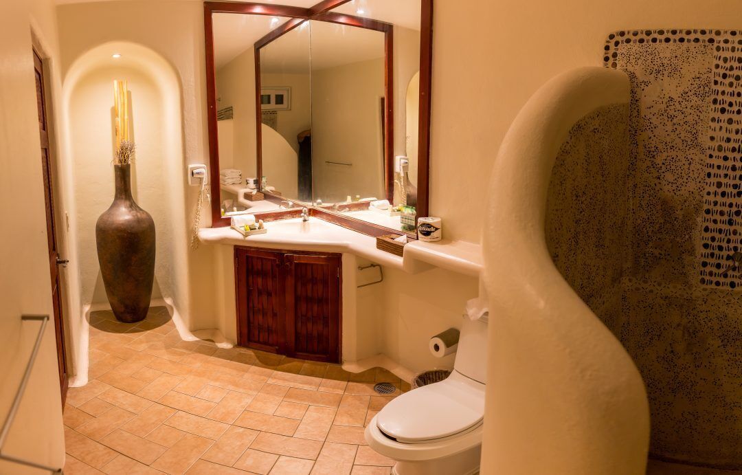 luxury suite | bathroom | shower, free toiletries, hair dryer, bathrobes