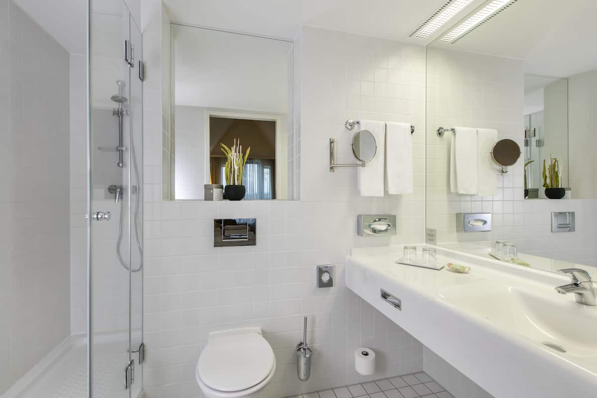 free toiletries, hair dryer, towels, soap