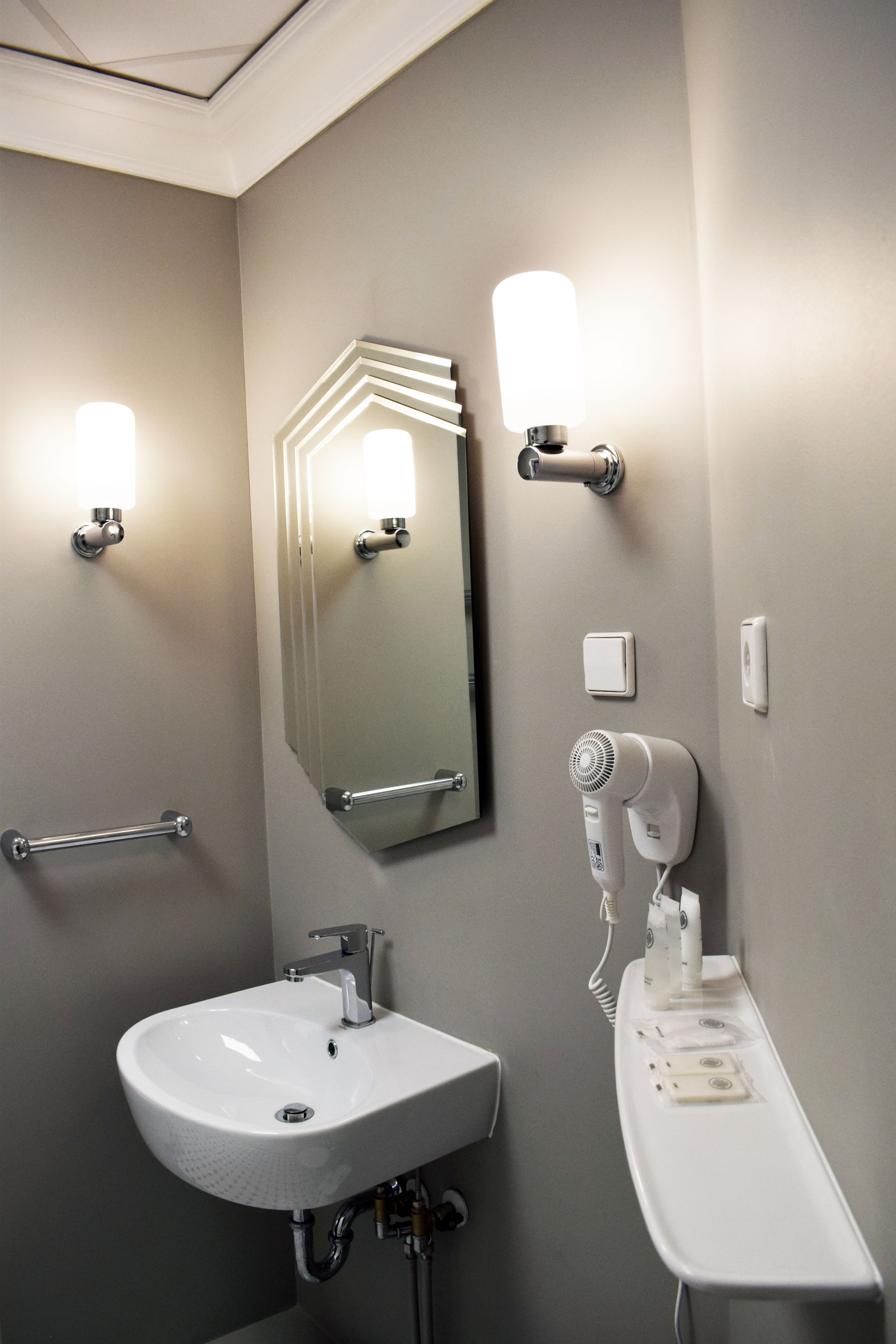 family room | bathroom | hair dryer, slippers, towels