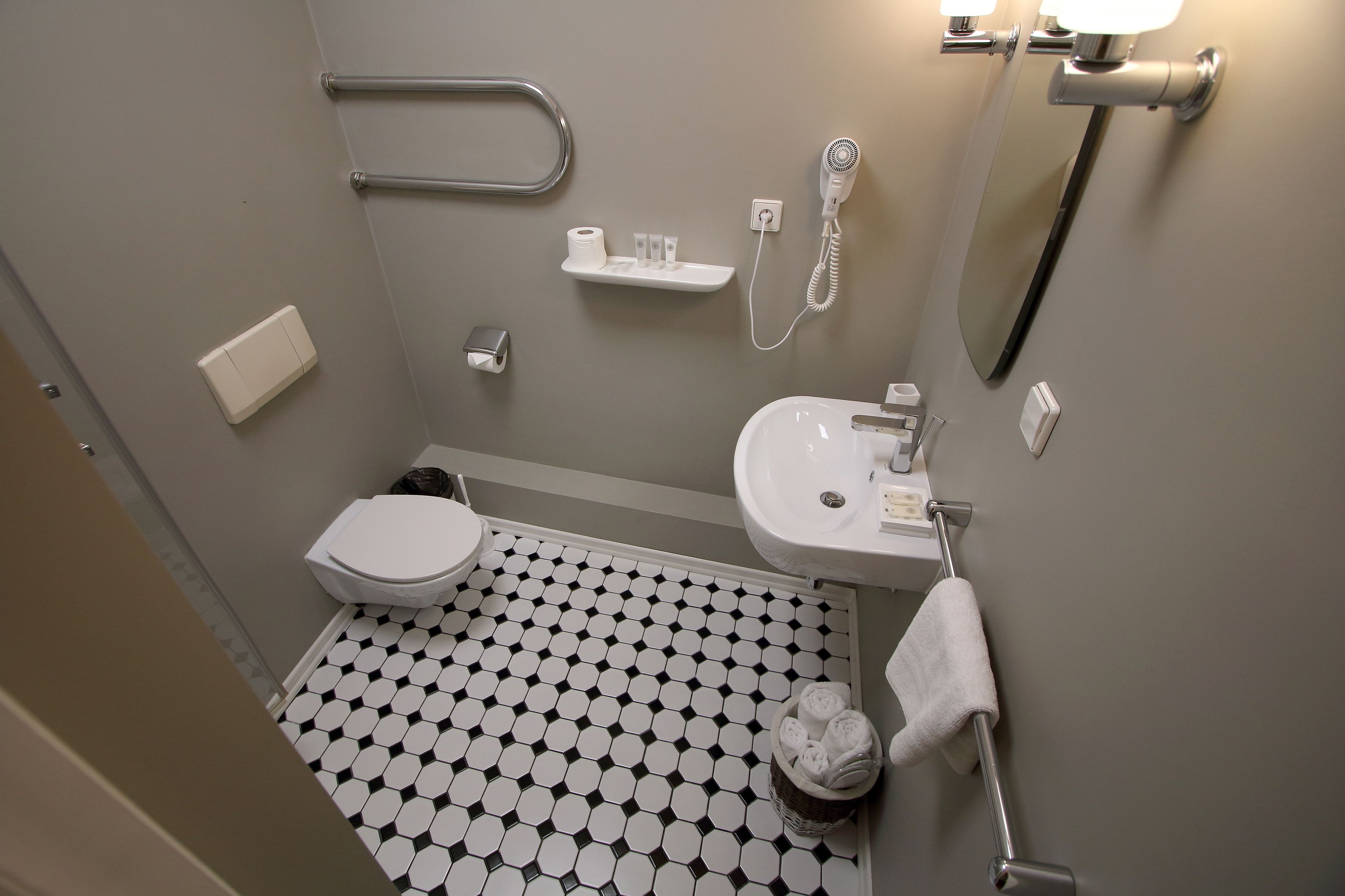 standard double room | bathroom | hair dryer, slippers, towels