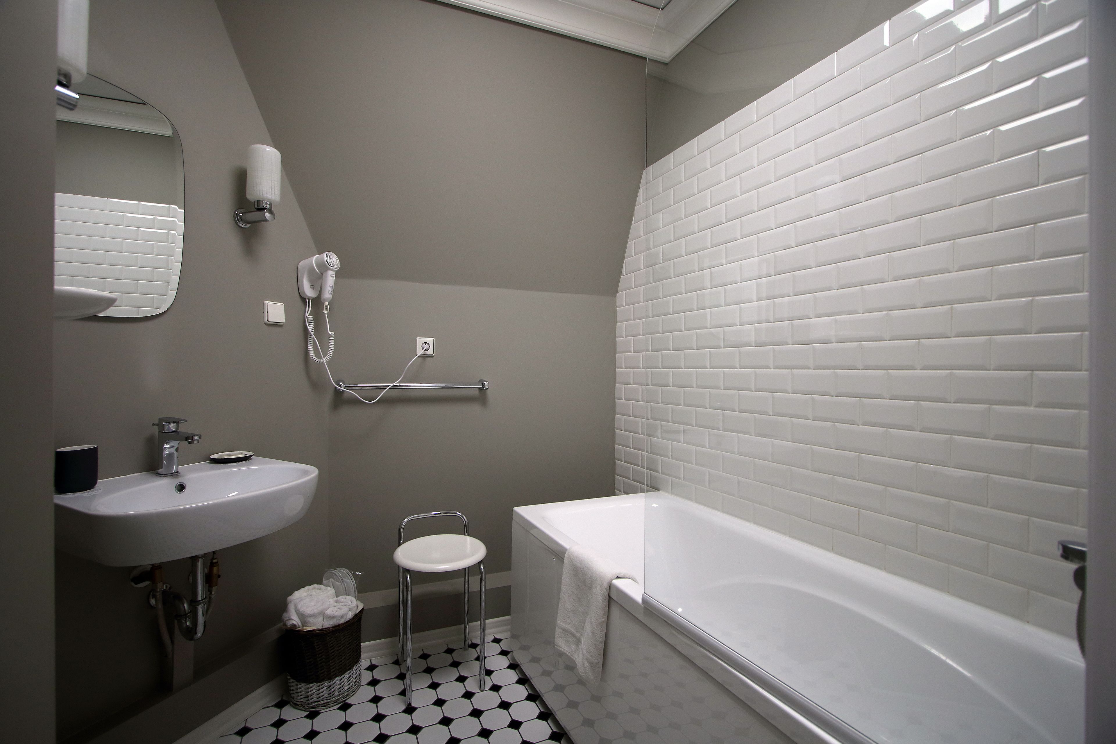 family room | bathroom | hair dryer, slippers, towels