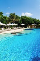 Outdoor pool, open 9:00 AM to 6:00 PM, pool umbrellas, sun loungers