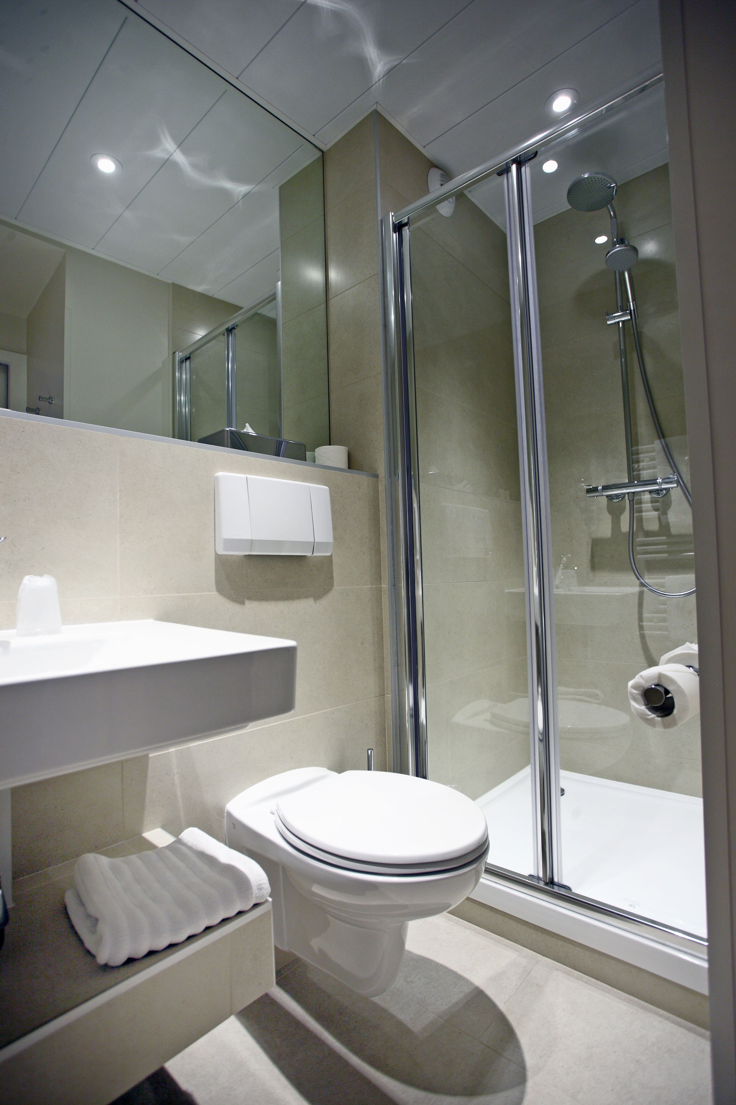 double room, city view | bathroom | shower, hair dryer, towels