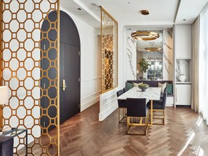 Luxury Penthouse, 2 Bedrooms, Kitchen, Partial Sea View (Halo) | Living area | 42-inch LCD TV with cable channels, TV - Loden Hotel (Vancouver)