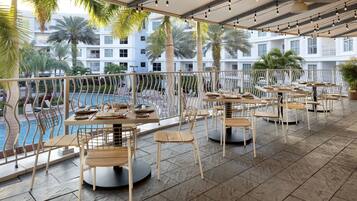 Breakfast, lunch, dinner served; American cuisine, pool views