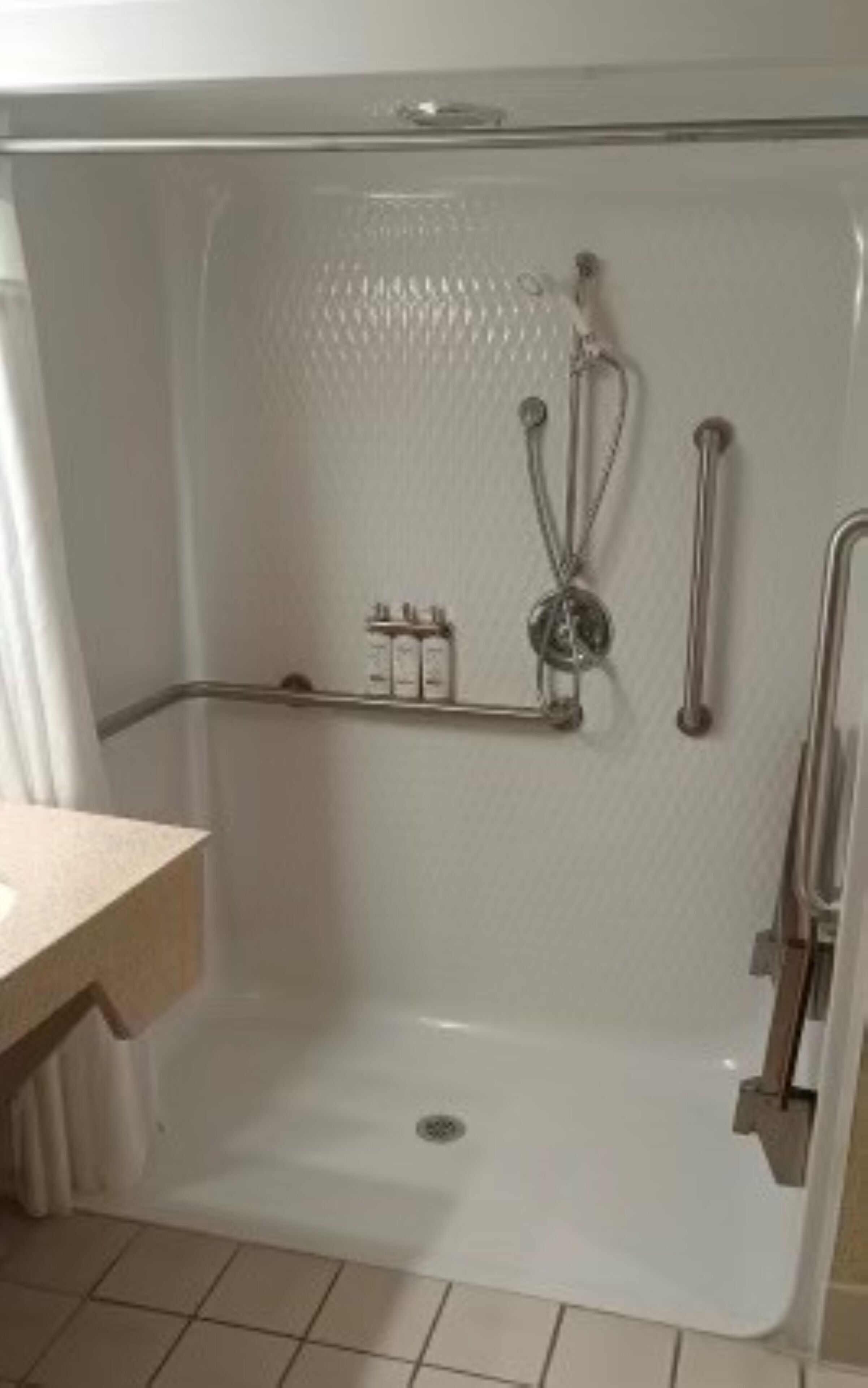 standard room, 1 king bed, accessible (communications, roll-in shower) | bathroom | hair dryer, towels