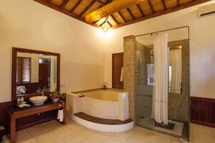 Family Villa, 2 Bedrooms, Private Pool, Hill View | Bathroom | Separate tub and shower, deep soaking tub, hydromassage showerhead