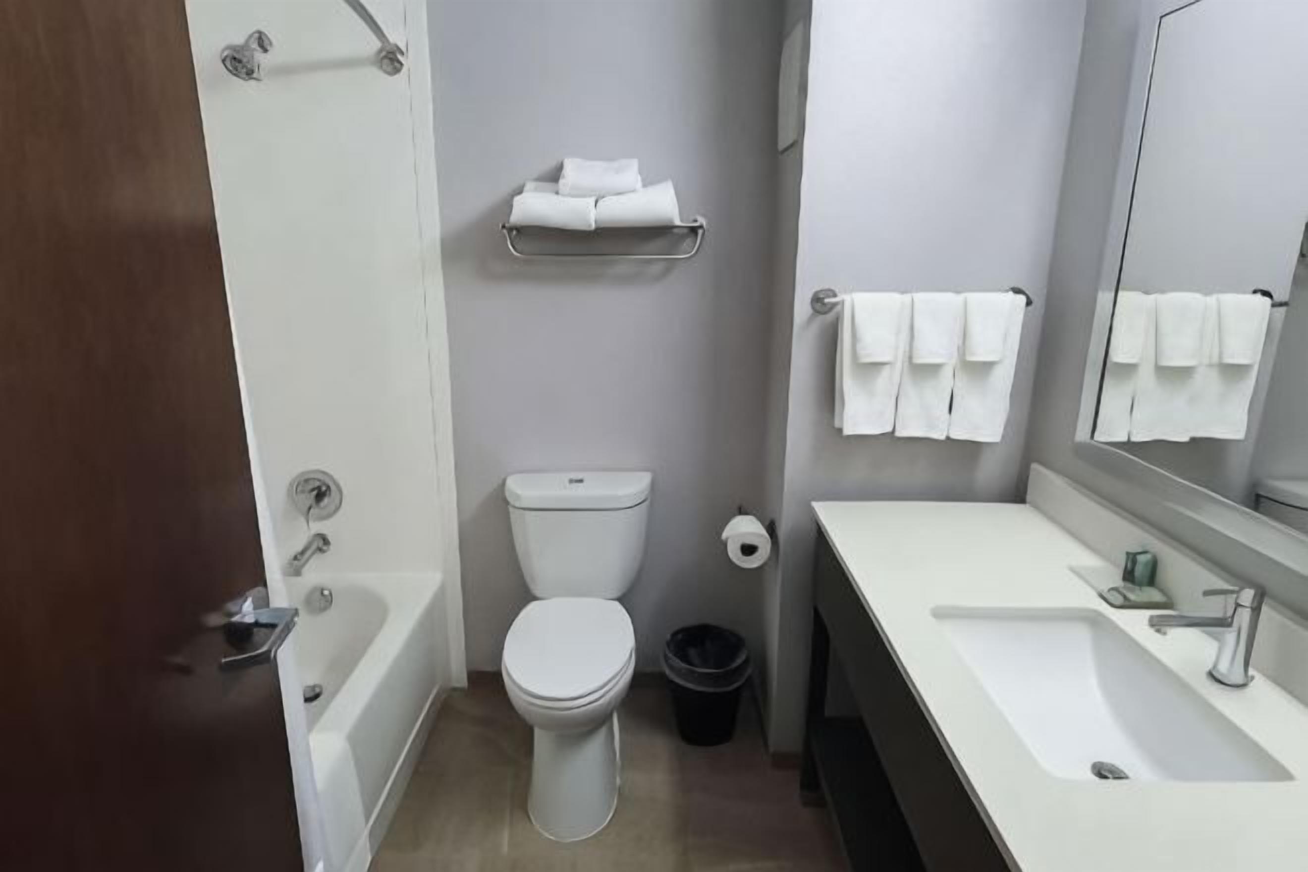 Duschwanne, Designer-Toilettenartikel, Haartrockner, Handtücher