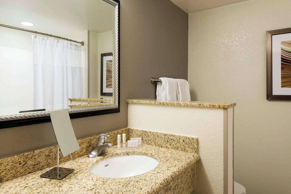 free toiletries, hair dryer, towels, soap