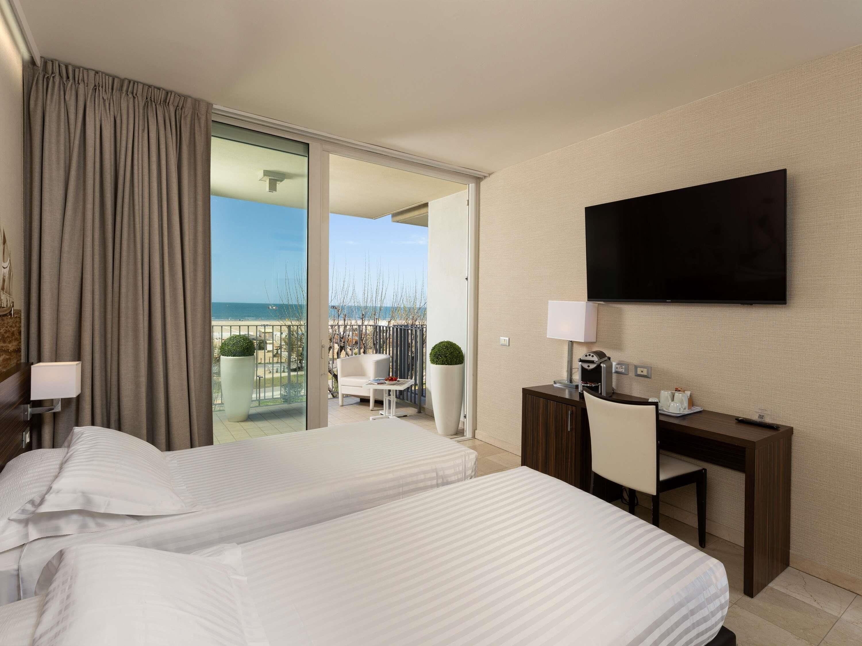 Privilege, Room with 2 single beds, terrace, sea view | Minibar, in-room safe, desk, blackout drapes