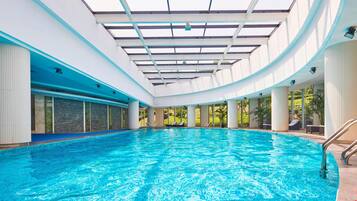 Indoor pool, open 7:00 AM to 10:00 PM, sun loungers