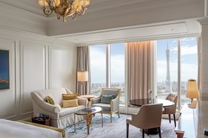 Premium bedding, down comforters, pillowtop beds, minibar