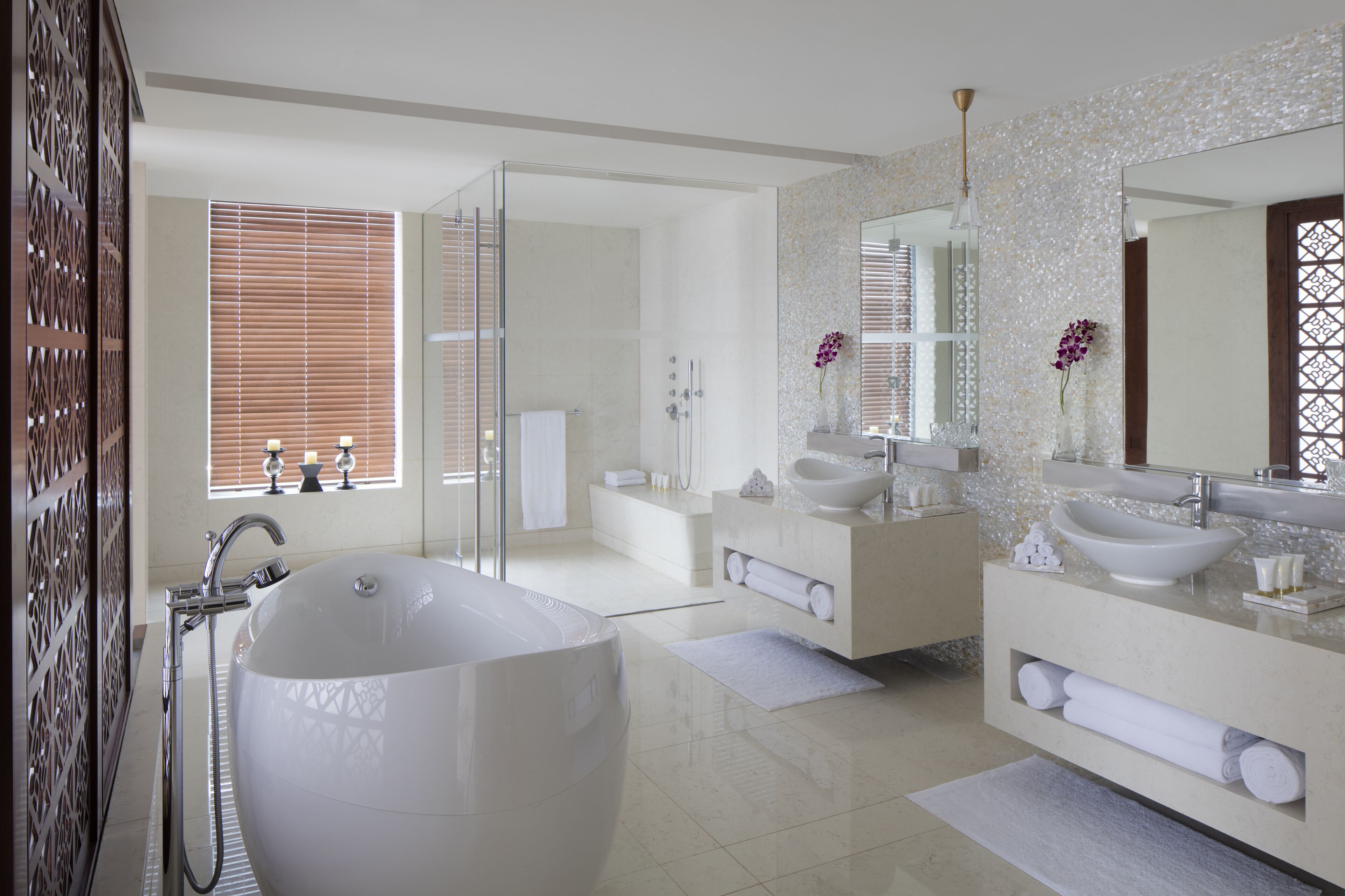 royal penthouse (suite) | bathroom | separate bathtub and shower, rainfall showerhead, designer toiletries