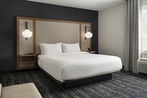 Premium bedding, down comforters, desk, blackout drapes