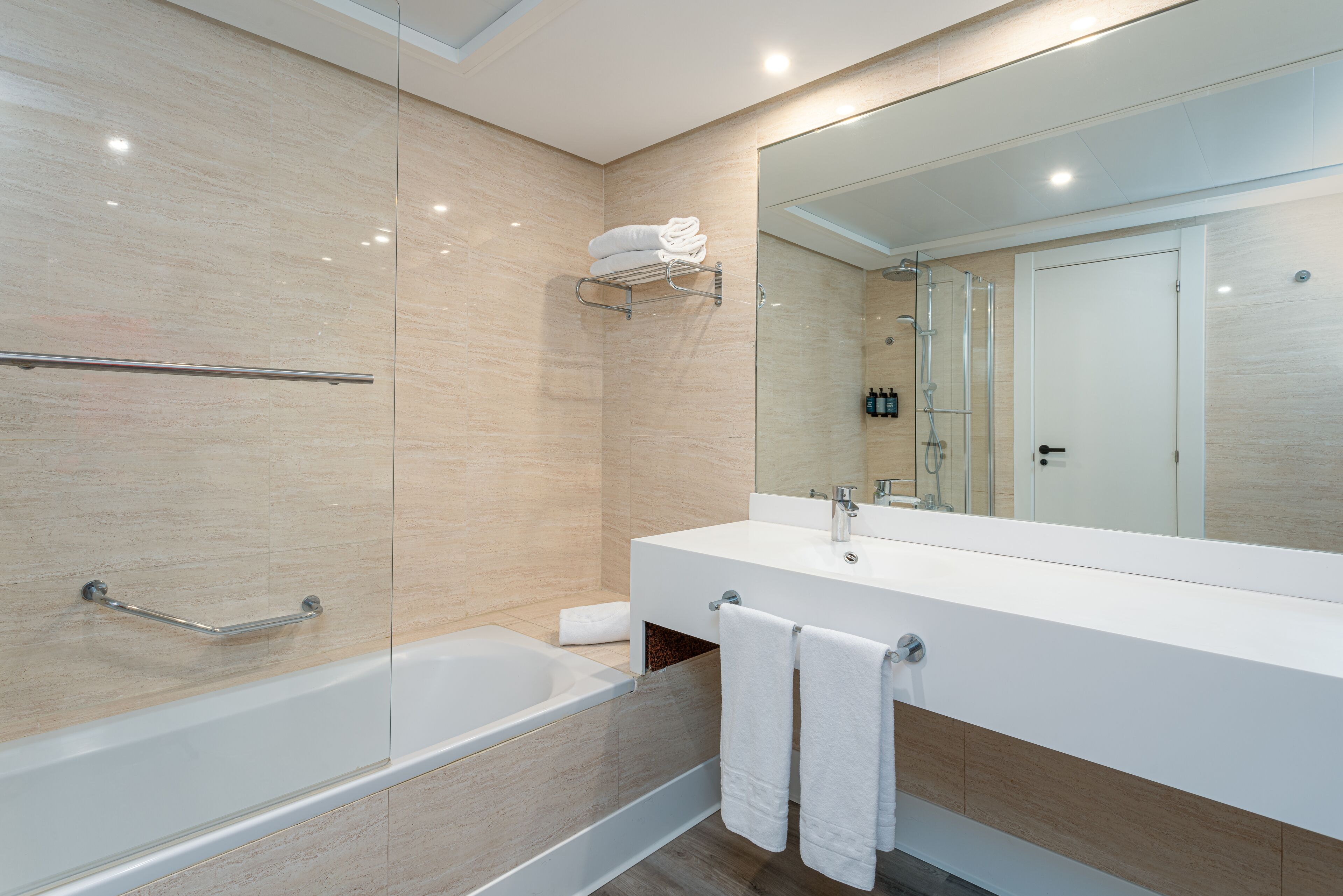 free toiletries, hair dryer, towels