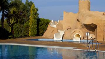 Indoor pool, outdoor pool, pool loungers