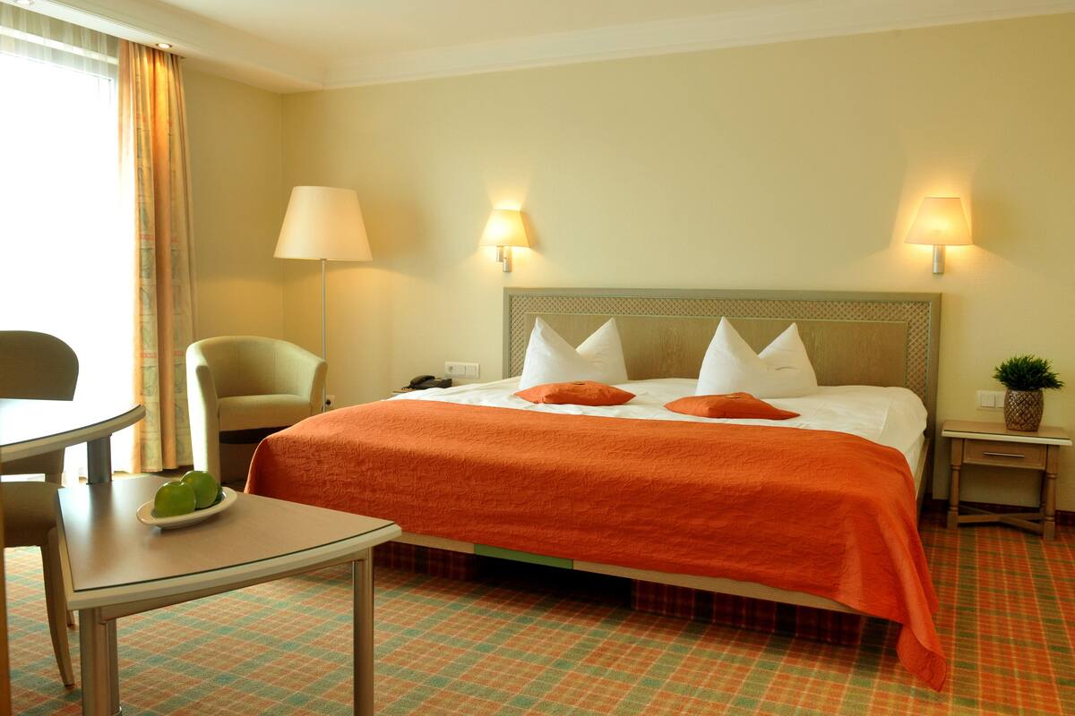 Comfort Double Room, Courtyard Area | Premium bedding, minibar, in-room safe, desk
