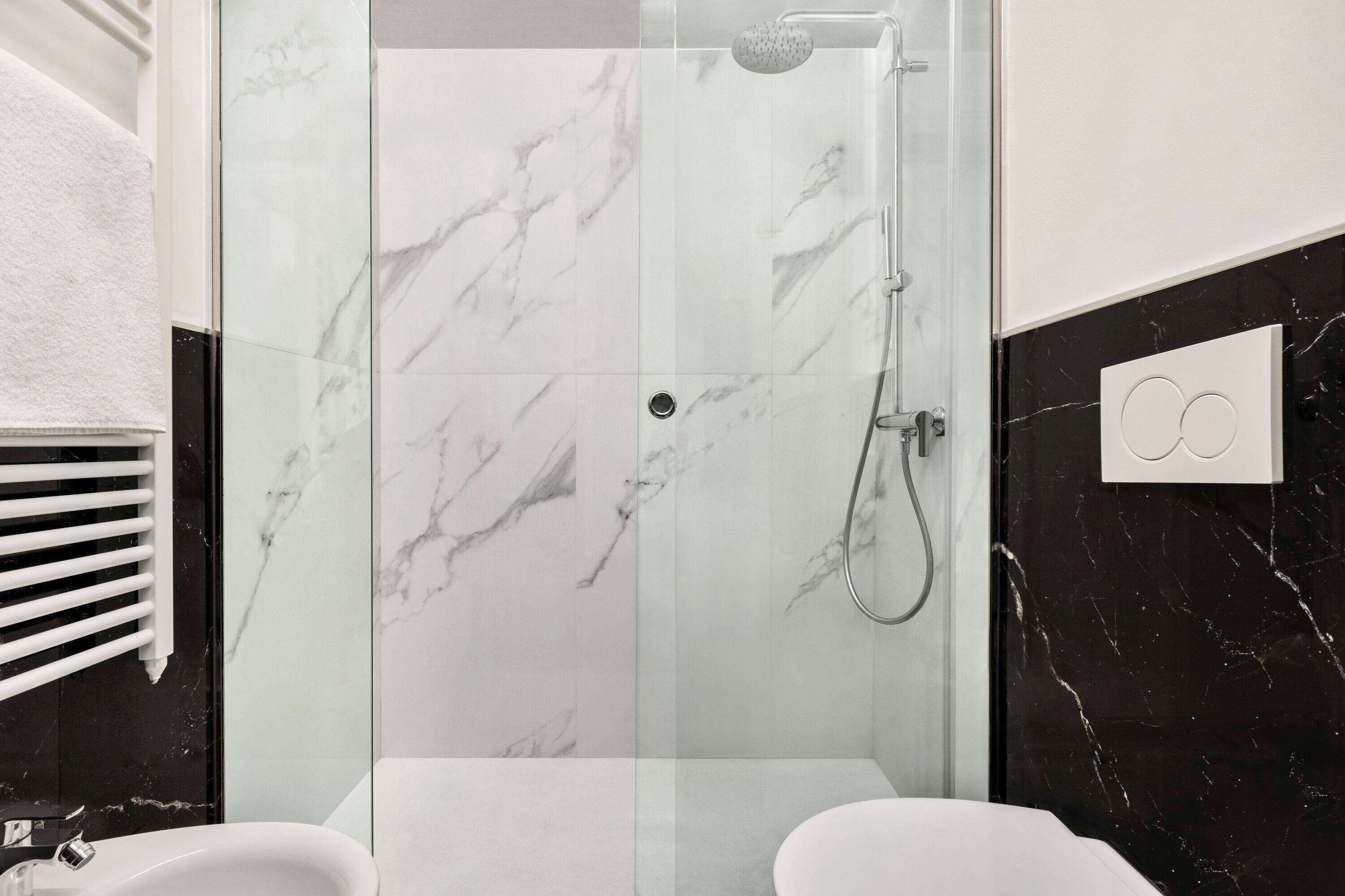 shower, rainfall showerhead, hair dryer, bidet