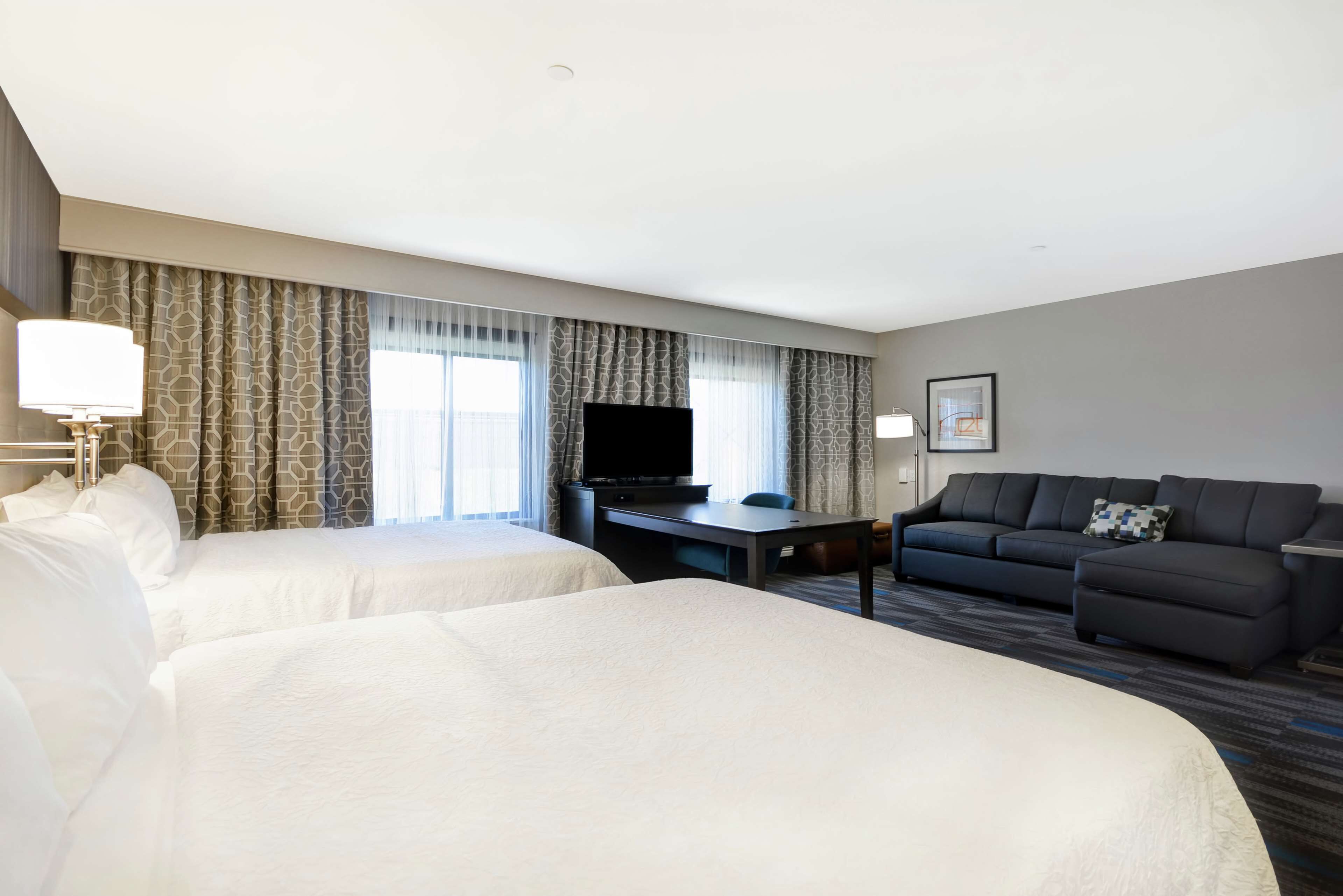 two queens studio suite non smoking | premium bedding, in-room safe, desk, blackout curtains