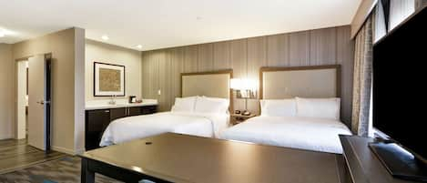 Two queens studio suite non smoking | Premium bedding, in-room safe, desk, blackout curtains