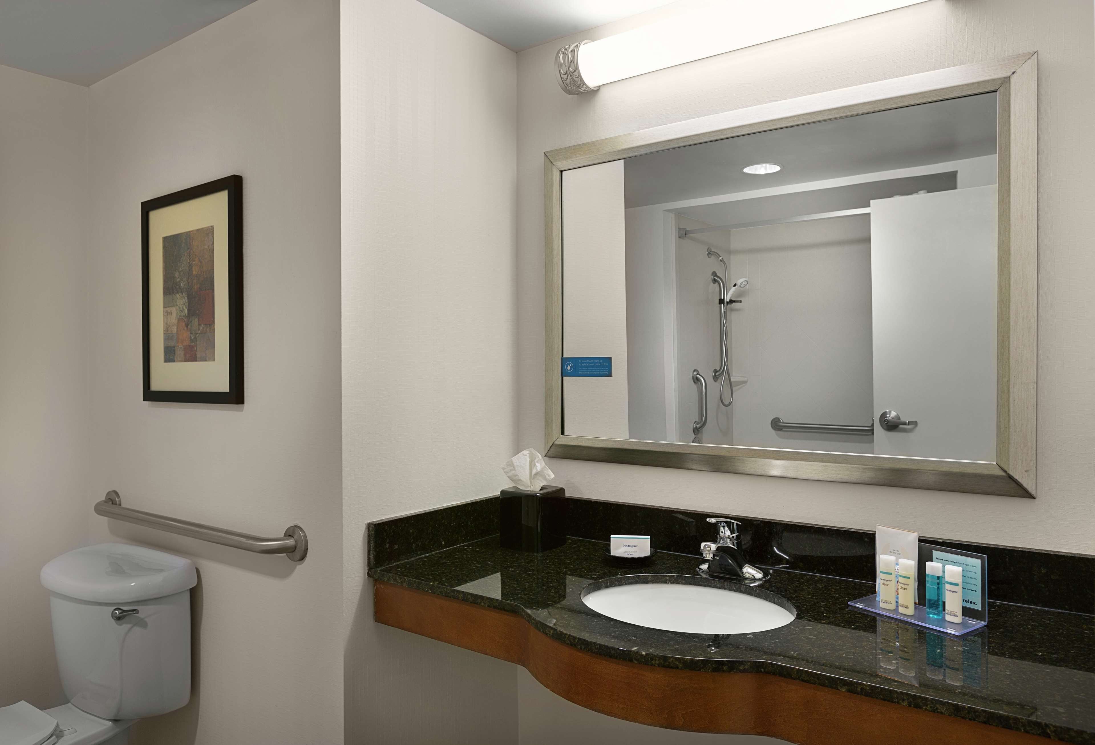 free toiletries, hair dryer, towels