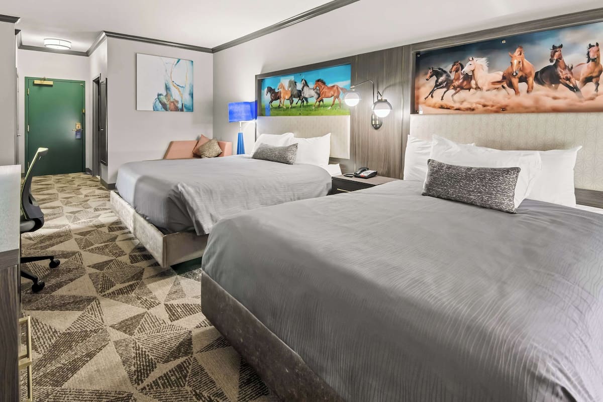 family suite, multiple beds, non smoking, refrigerator & microwave (larger room) | desk, iron/ironing board, free wifi, bed sheets