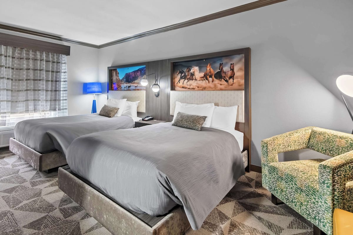 standard room, 2 queen beds, non smoking | desk, iron/ironing board, free wifi, bed sheets