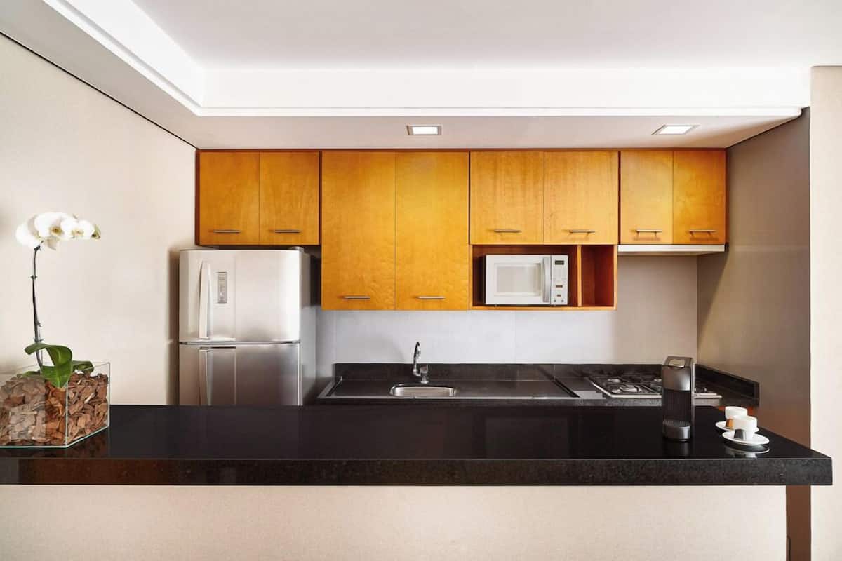 deluxe suite | private kitchenette | full-sized fridge, microwave, stovetop
