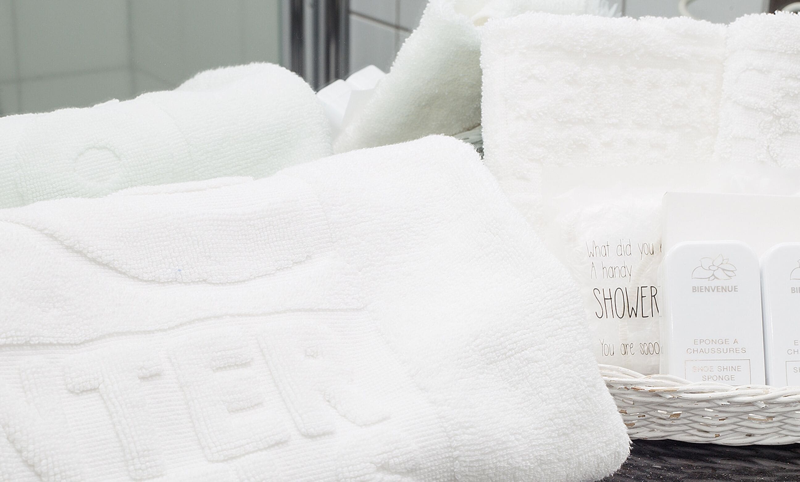 free toiletries, hair dryer, towels