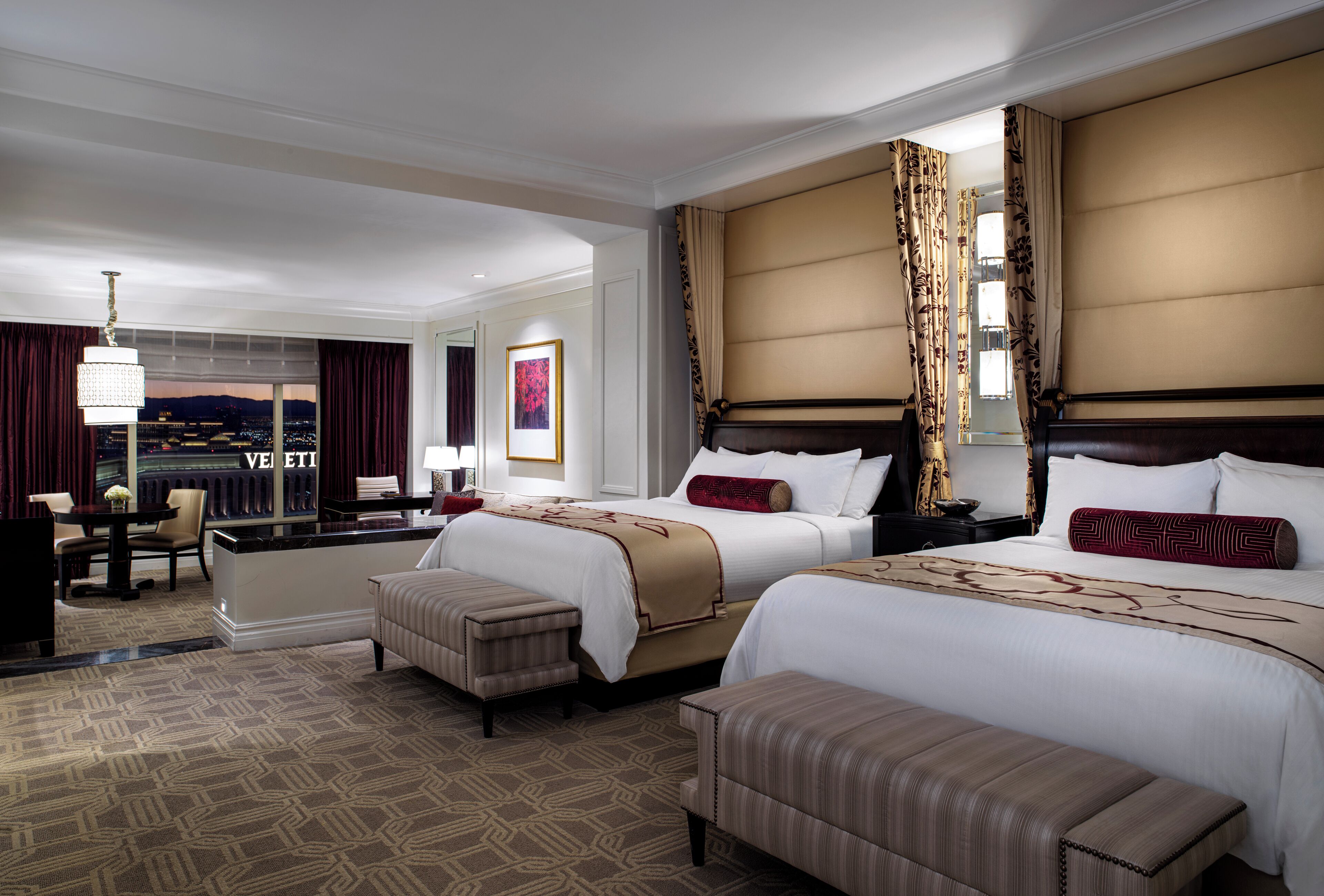 Luxury Room, 2 Queen Beds (Strip View) | Premium bedding, minibar, in-room safe, desk