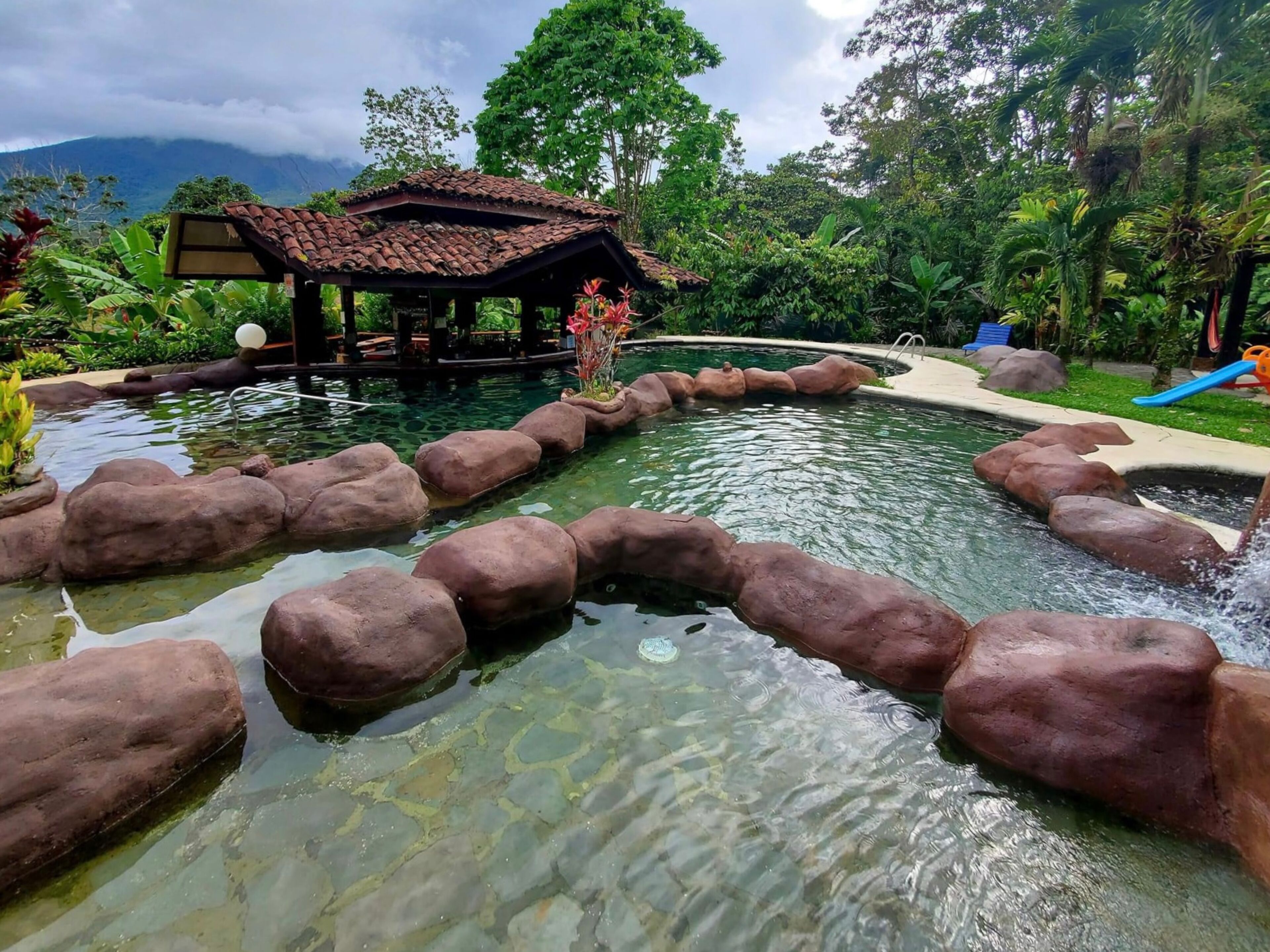 outdoor pool, pool loungers
