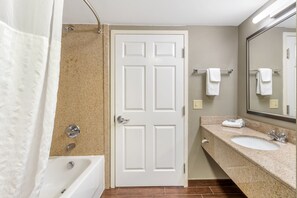 Suite, 1 King Bed with Sofa bed, Non Smoking | Bathroom | Combined shower/tub, free toiletries, hair dryer, towels - Comfort Inn & Suites North Charleston - Northwoods (North Charleston)