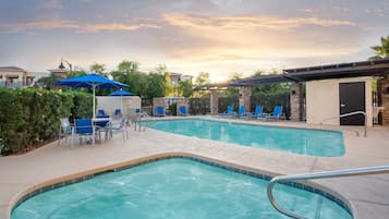 Outdoor pool, open 8:00 AM to 10 PM, sun loungers