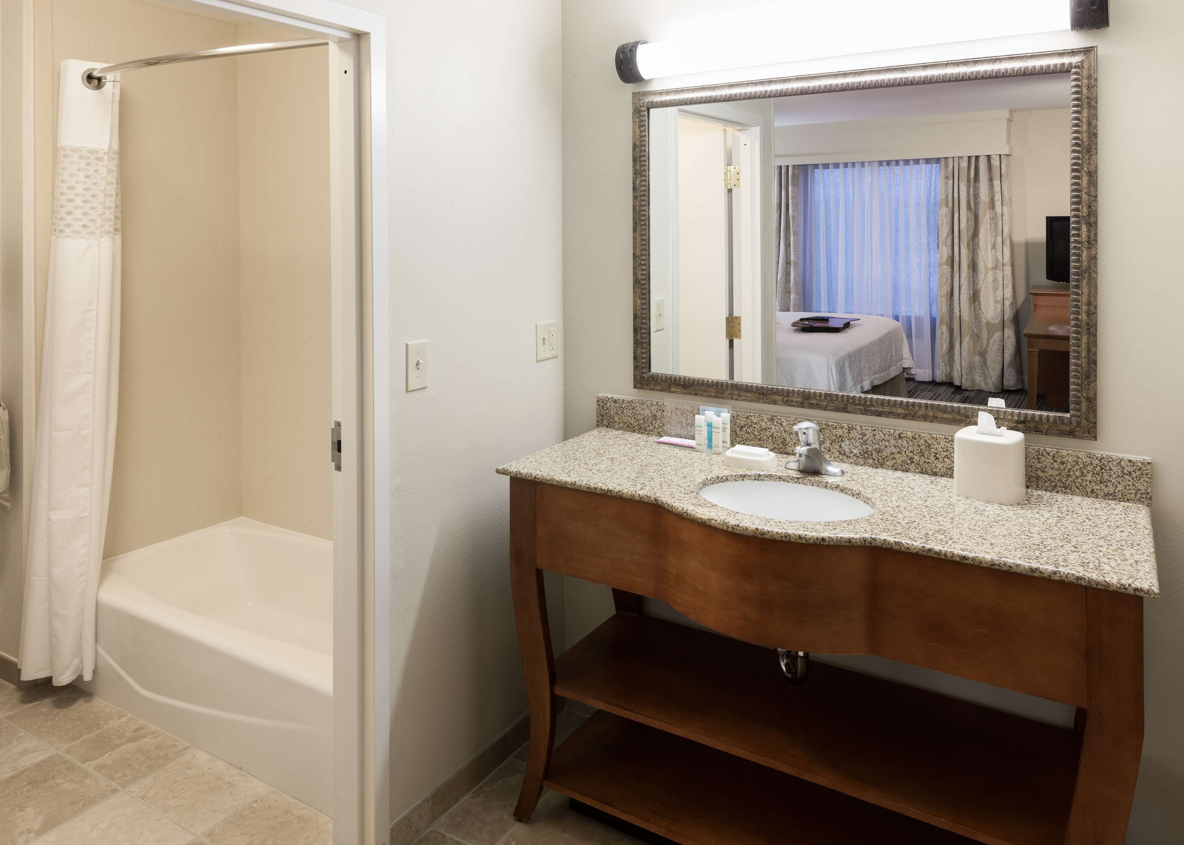 studio suite, 1 king bed with sofa bed | bathroom | free toiletries, hair dryer, towels, soap